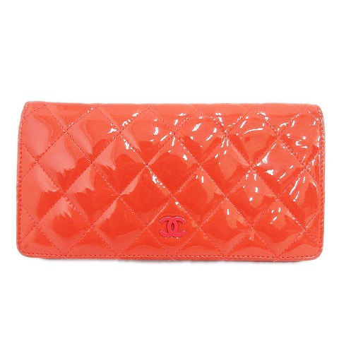 シャネル CHANEL マトラッセ エナメル 長財布 ウォレット ココマーク 