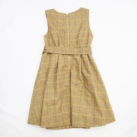 オリーブデオリーブ Olive Des Olive チェック ヘリンボーン柄 ハーフ ワンピース カットソー ノースリーブ ベルト付き ブラウン レディース R17 レディース 159 ベクトルパーク
