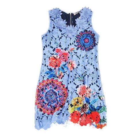 101 Idees ノースリーブ 総レース ワンピース 花柄 L Xl ブルー系 レディース 8 レディース 159 ベクトルパーク
