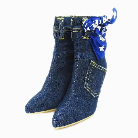未使用品 ロデオクラウンズ Rodeo Crowns デニム リメイク ショート ブーツ ヒール サイドジップ ポインテッドトゥ Ll インディゴ レディース R17 レディース 159 ベクトルパーク
