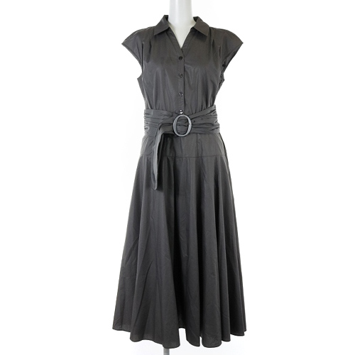 ジャスグリッティー Jusglitty 21aw シャツワンピース ロング ベルト付き フレンチスリーブ 1 S グレー Sr13 レディース 160 ベクトルパーク