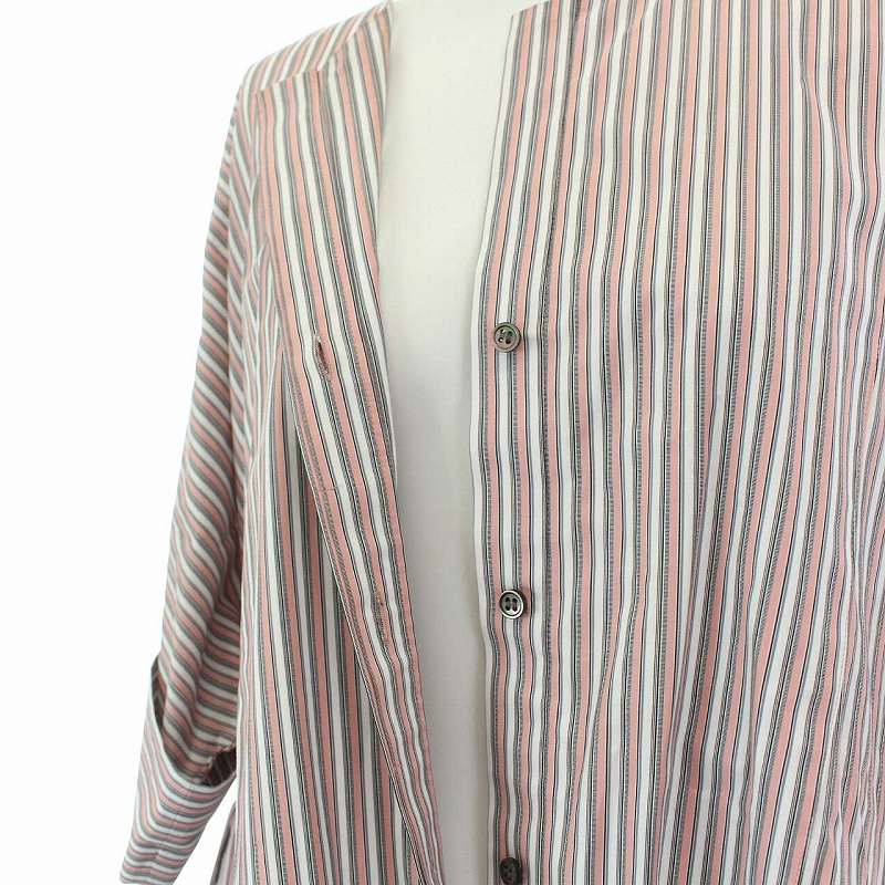 エブール ebure ストライプ ワンピース ロング 半袖 リボンベルト付き  