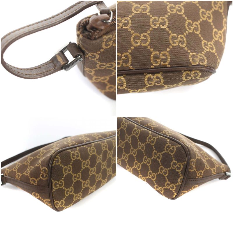 グッチ GUCCI ハンドバッグ アクセサリーポーチ ミニ GGキャンバス 茶 