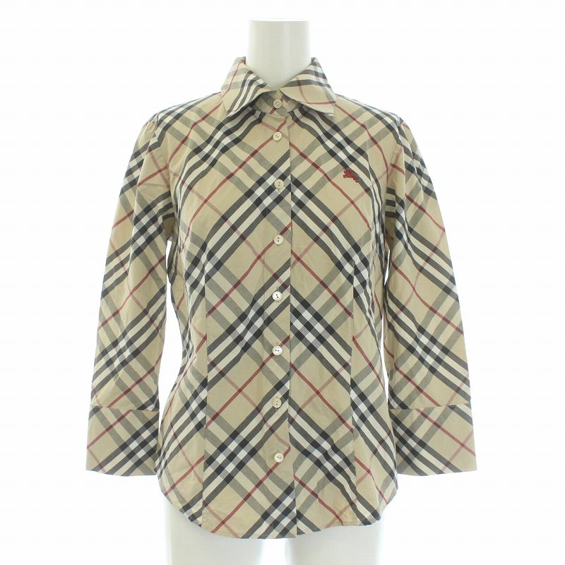 バーバリー ホルターネックTシャツ カットソー 七分袖 ノバチェック 38 