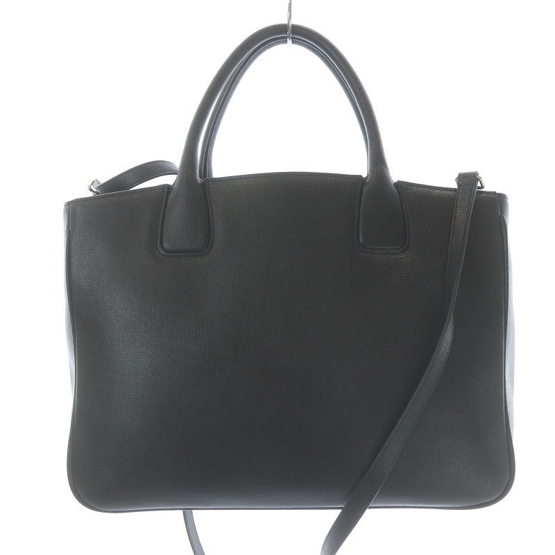 FURLA トートバッグ 肩掛け ブラック レザー ロゴ