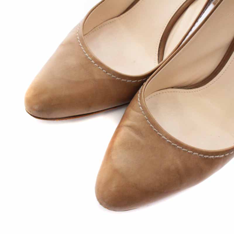 プラダ PRADA パンプス ヒール ポインテッドトゥ 37 23cm ベージュ 