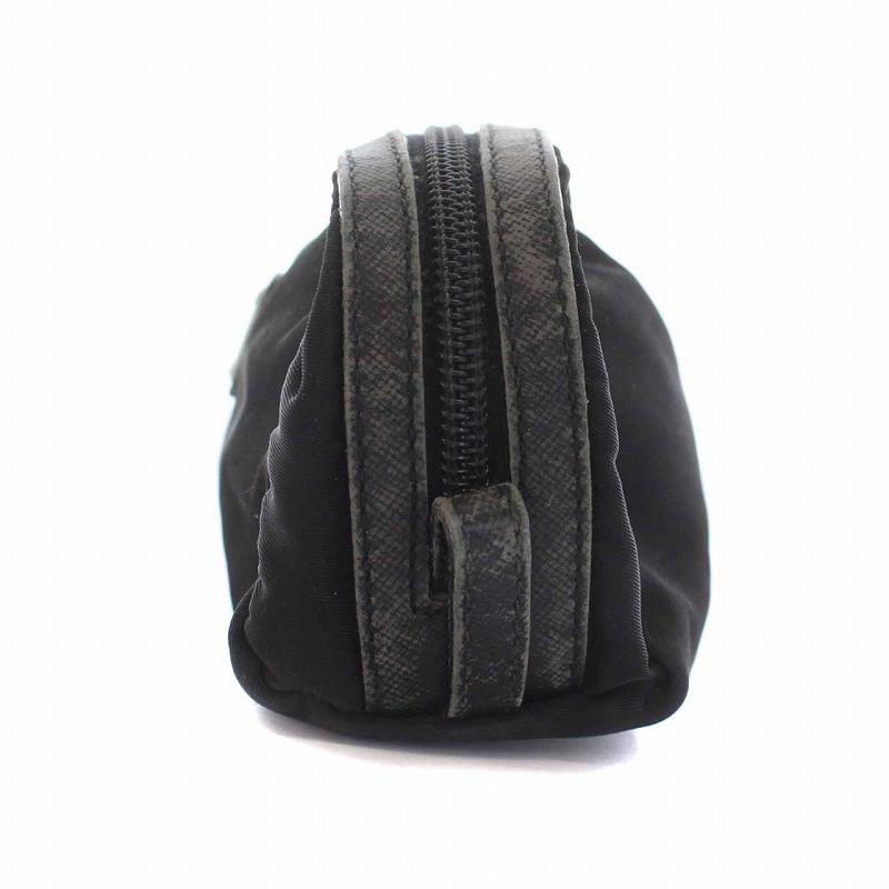 プラダ PRADA ポーチ 三角ロゴプレート ナイロン 黒 ブラック /YM ○D