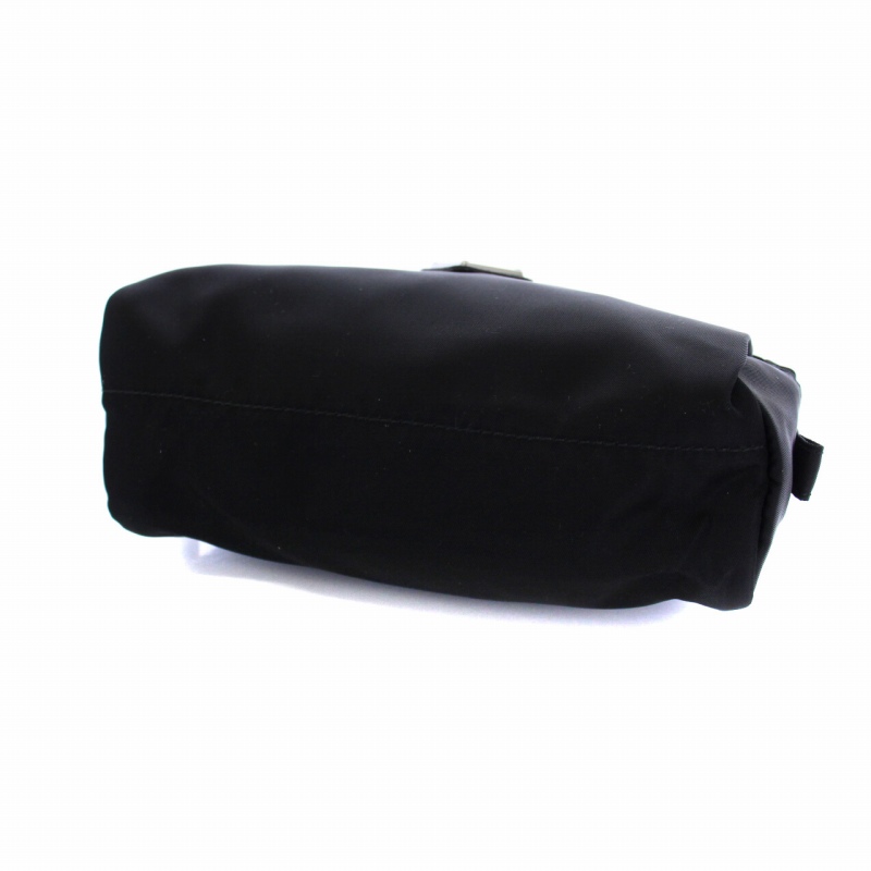 プラダ PRADA ポーチ 小物入れ 三角プレート ナイロン 黒 ブラック /BM