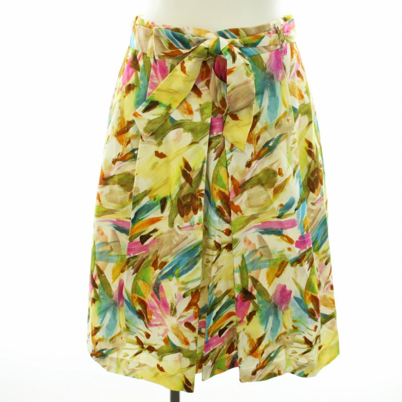 アナイ ANAYI フレアスカート ボックスプリーツスカート 総柄 ひざ丈  