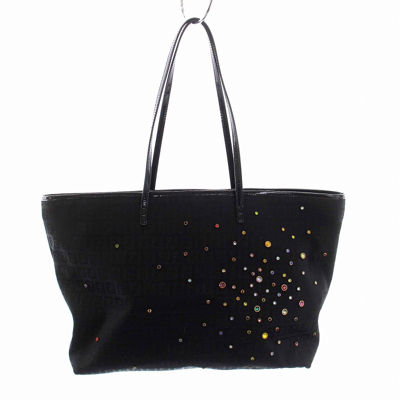 フェンディ FENDI ズッカ柄 トートバッグ ラインストーン ビジュー  