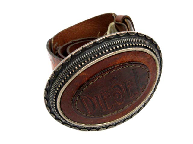 ディーゼル DIESEL ベルト バックル レザー 85/34 茶 /DT □MB メンズ