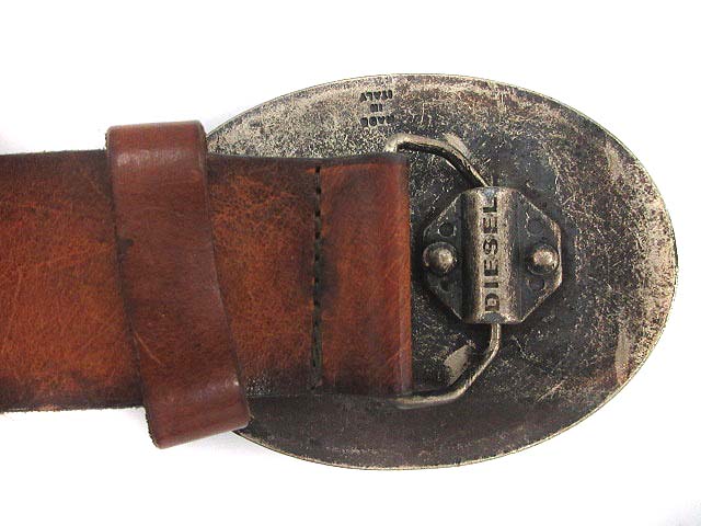 ディーゼル DIESEL ベルト バックル レザー 85/34 茶 /DT □MB メンズ