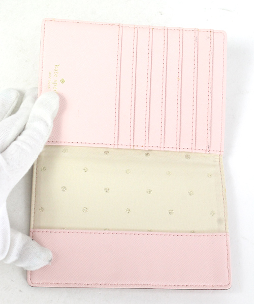 ケイトスペード KATE SPADE カードケース 手帳型 レザー ピンク /DK26 