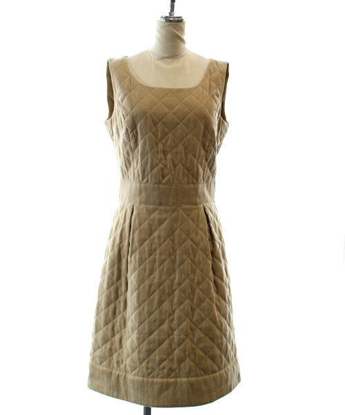 エムプルミエ M Premier ワンピース ひざ丈 ノースリーブ キルティング 36 ベージュ Nt26 レディース 160 ベクトルパーク