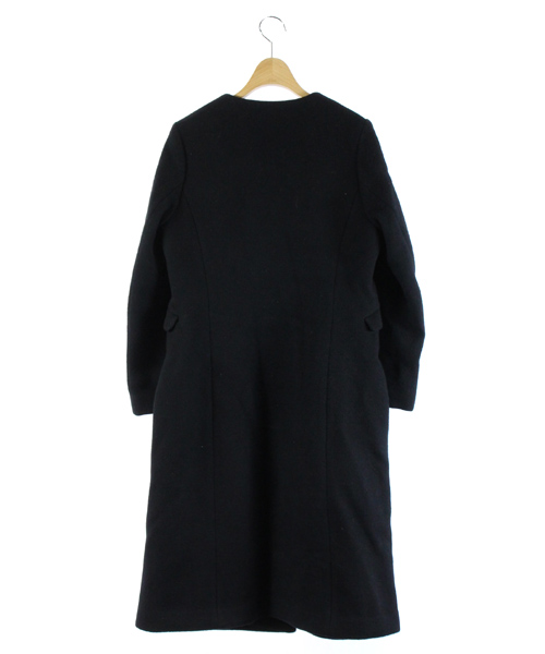 デミルクス ビームス Demi-Luxe BEAMS コート ノーカラー ロング ウール 黒 36 /DK17 レディース