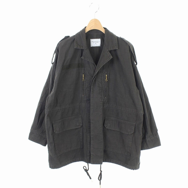 ブロードゥリー コー Broderie Co ナノユニバース ミリタリージャケット ウォッシュ加工 比翼ボタン 38 チャコールグレー レディース 160 ベクトルパーク