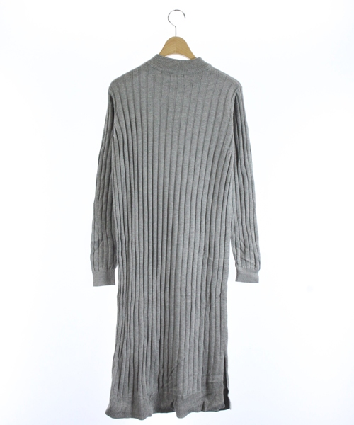 未使用品 ブリスポイント Blisspoint ワンピース リブニット 長袖 ひざ丈 M グレー Mr69 レディース 160 ベクトルパーク