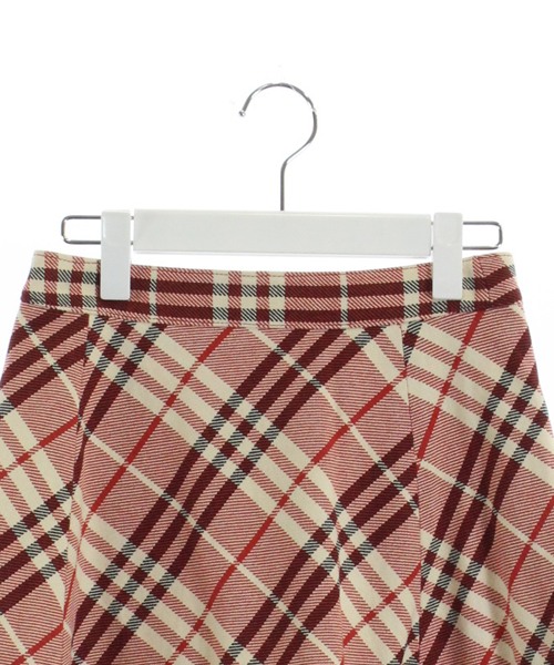 美品BURBERRY BLUE LABEL チェック フレアスカート レッド36 バーバリーブルーレーベル BURBERRY BLUE LABEL フレアスカート