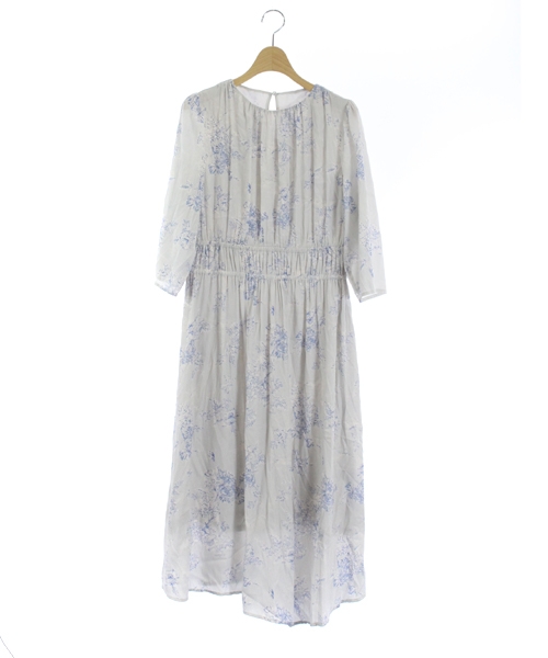 ロペピクニック Rope Picnic 年 シノワズリドレス ワンピース ロング 長袖 花柄 38 ライトブルー 白 ホワイト Mr6 レディース 160 ベクトルパーク