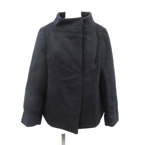未使用品 ストロベリーフィールズ Strawberry Fields 18aw コート ショート スタンドカラー 比翼仕立て ウール 2 M 紺 ネイビー St レディース 160 402103160015 ベクトルパーク