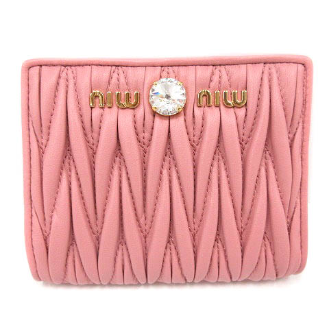 ミュウミュウ miumiu マテラッセ 二つ折り レザー 財布 ビジュー  
