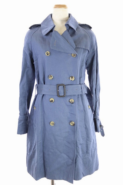 マッキントッシュ Mackintosh トレンチコート アウター ロング リネン ベルト付き 32 青 ブルー Df レディース 160 ベクトルパーク