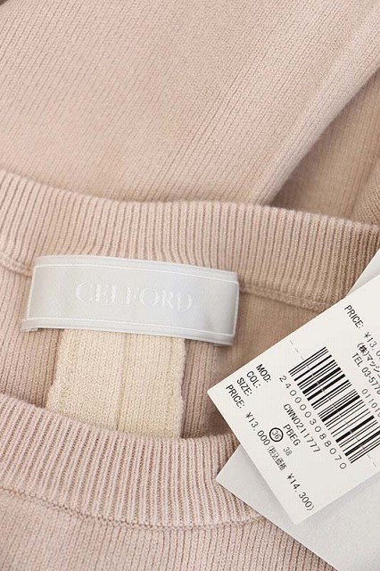 未使用品 セルフォード Celford 21ss New Year Special Knit Dress バイカラーａラインニットワンピース ひざ丈 長袖 36 ピンク ベージュ Df レディース 160 ベクトルパーク