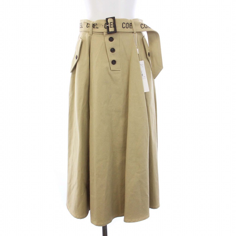 コエル COEL タグ付き ロゴベルトトレンチスカート ロング フレア 36 S  