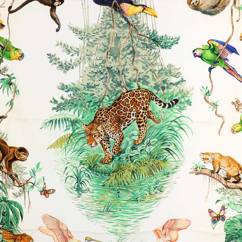 エルメス HERMES EQUATEUR 赤道直下 カレ90 スカーフ シルク 動物柄