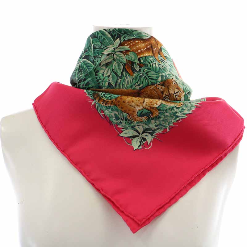 エルメス HERMES EQUATEUR 赤道直下 カレ90 スカーフ シルク 動物柄