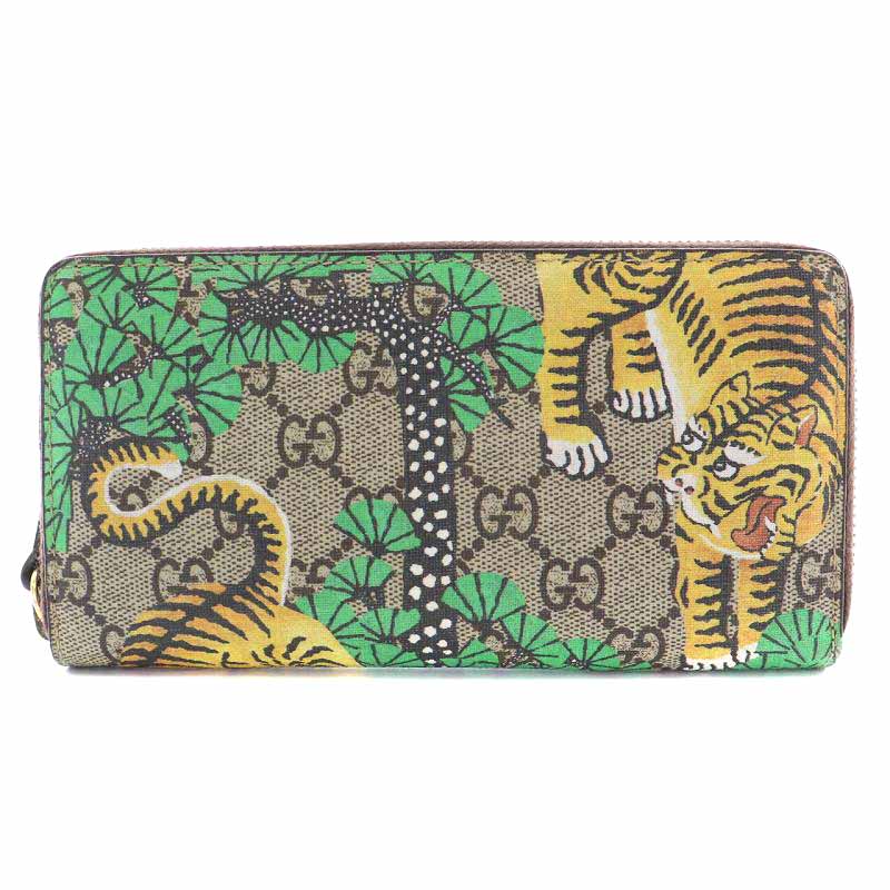 グッチ GUCCI GGスプリーム ベンガル 長財布 ラウンドファスナー トラ 