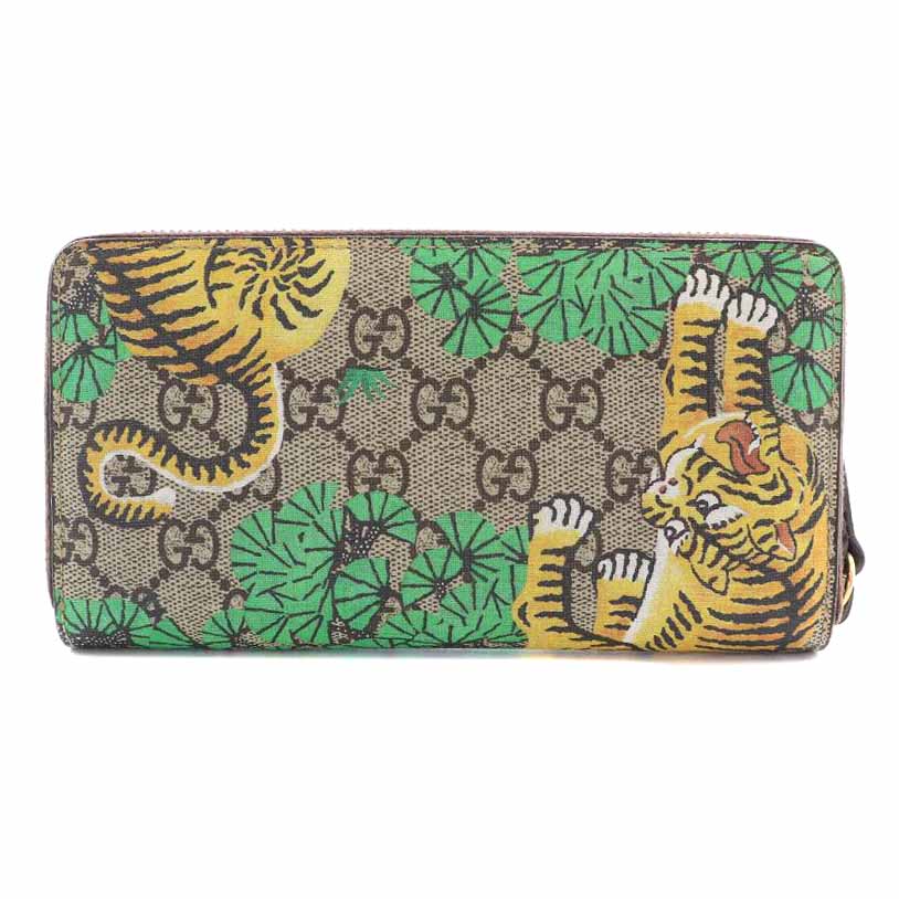 グッチ GUCCI GGスプリーム ベンガル 長財布 ラウンドファスナー トラ  