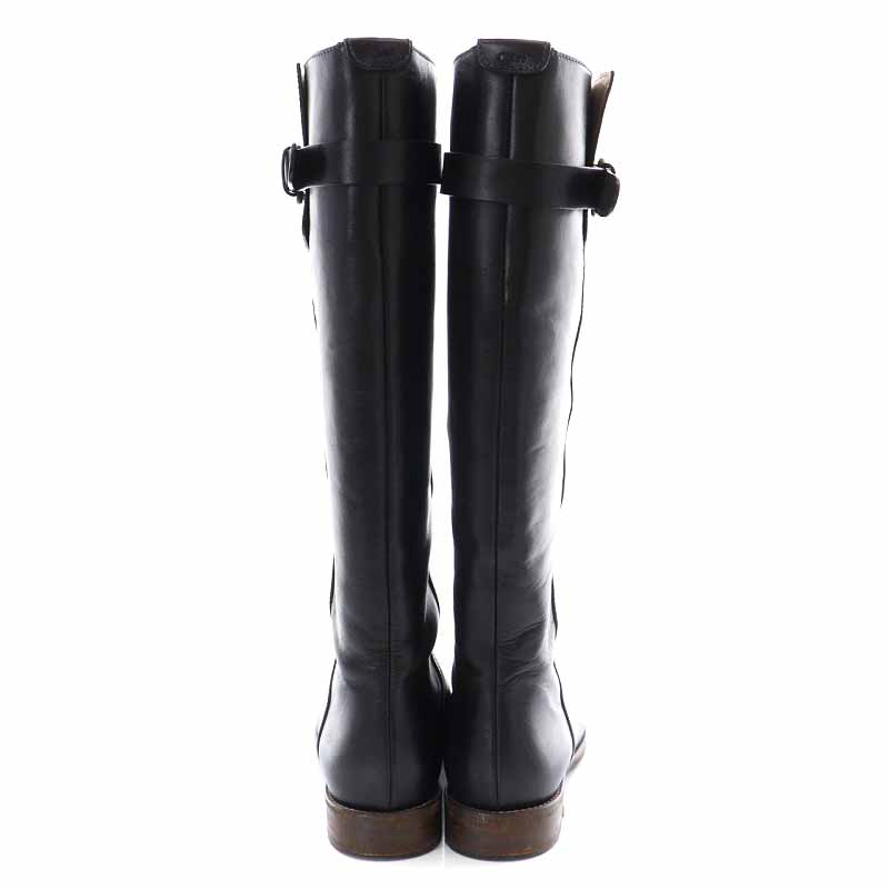 クロエ CHLOE ロングブーツ レザー ラウンドトゥ ローヒール ベルト