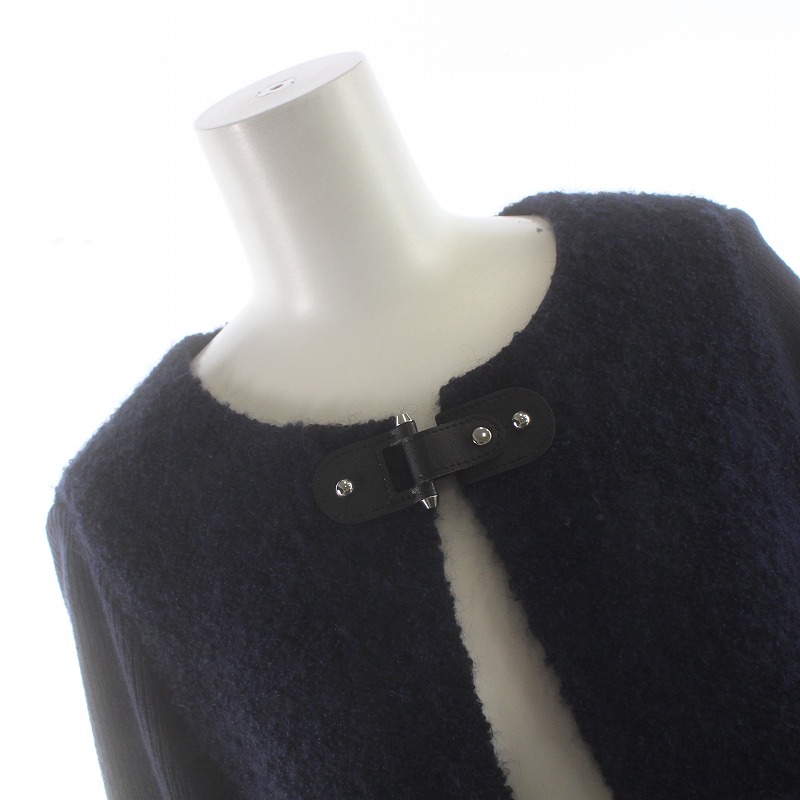 レリアン Leilian ロロピアーナ ノーカラーコート ニット ロング リブ 