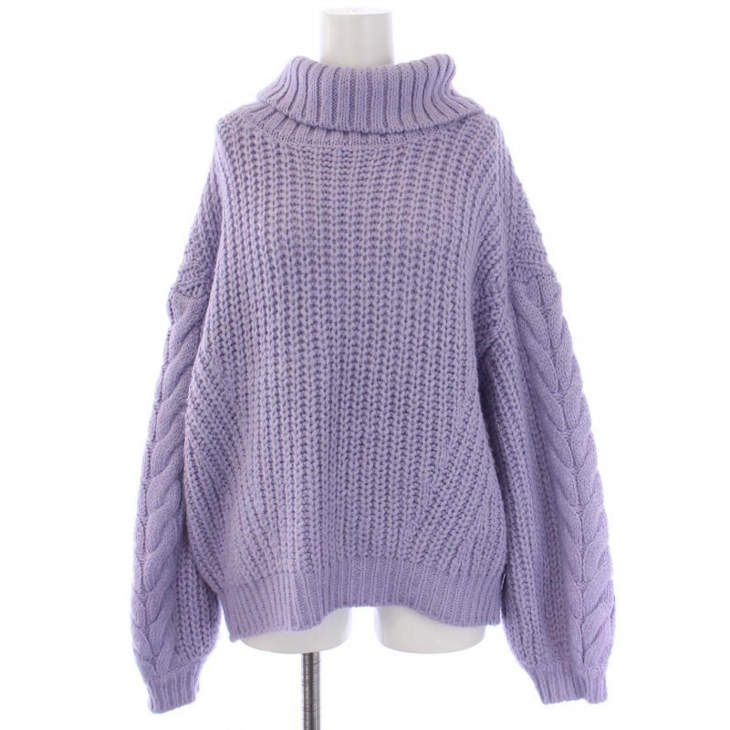 新品 紫 長袖 セーター レディース パープル 手編みニット 定価30