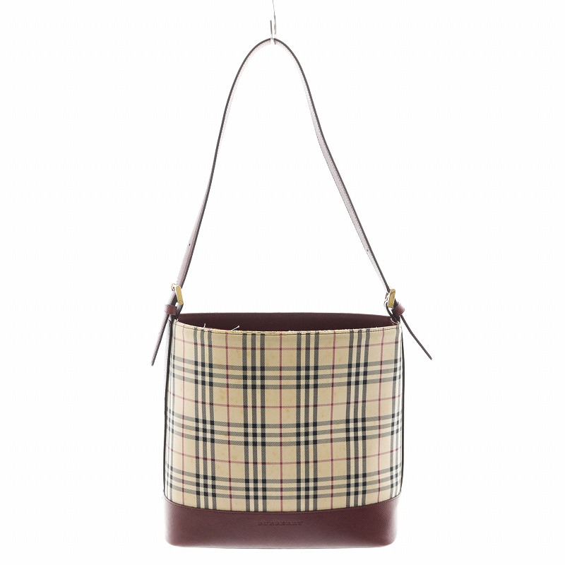 美品 BURBERRY ワンショルダーバッグ ノバチェック ベージュ BURBERRY ノバチェック ワンショルダーバッグベージュボルドー