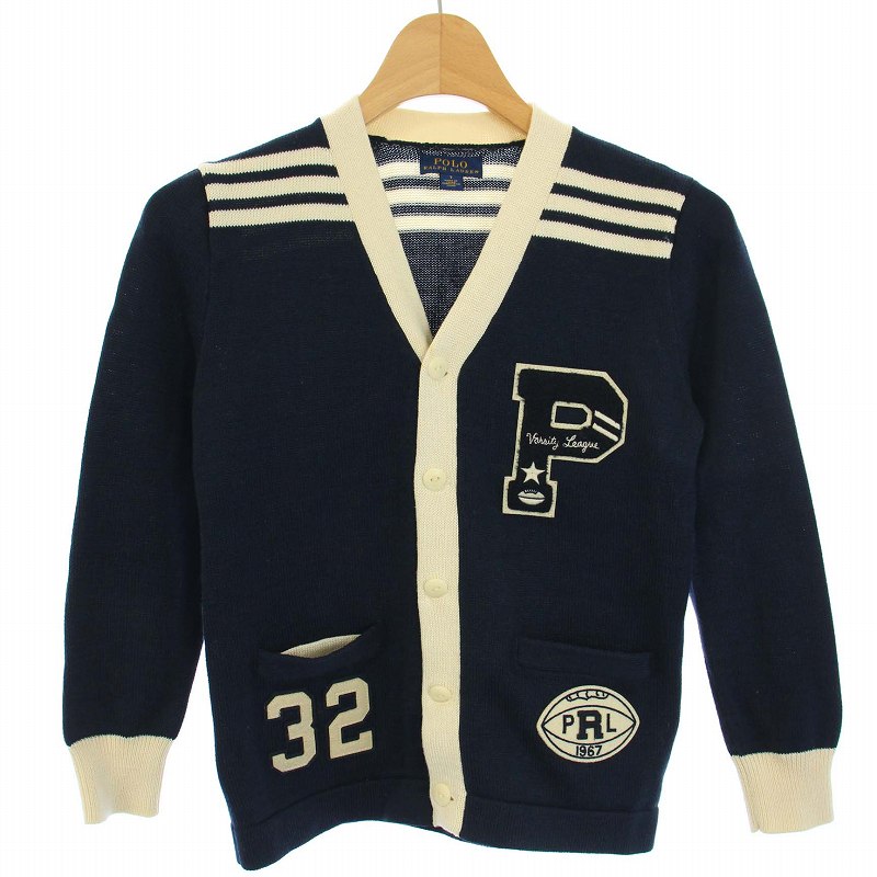 ポロラルフローレン ネイビー ニット コットンカーディガン ワッペン ポロ ラルフローレン POLO RALPH LAUREN ニットカーディガン