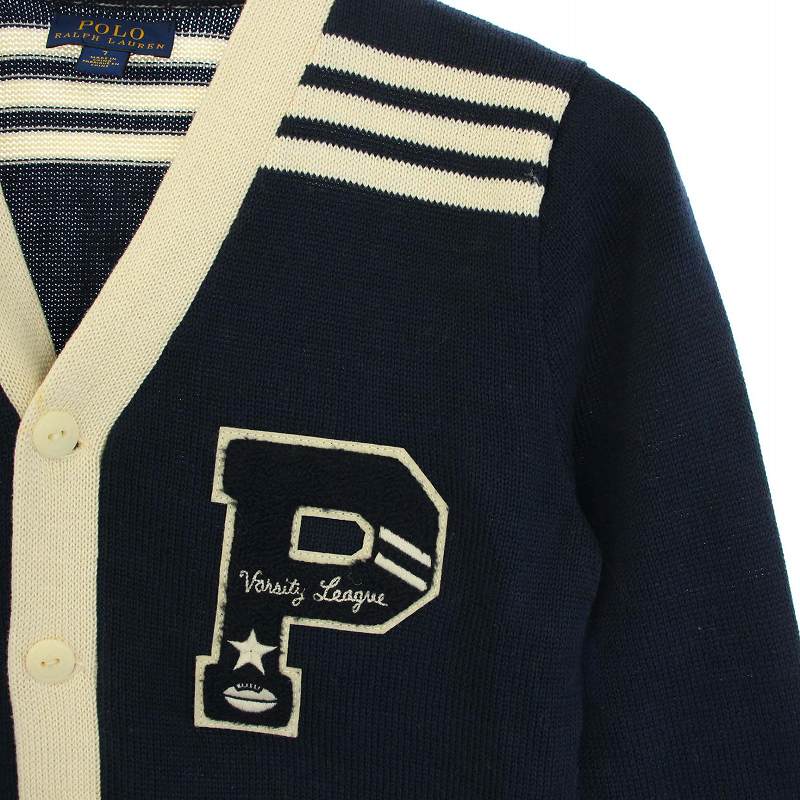 ポロラルフローレン ネイビー ニット コットンカーディガン ワッペン ポロ ラルフローレン POLO RALPH LAUREN ニットカーディガン