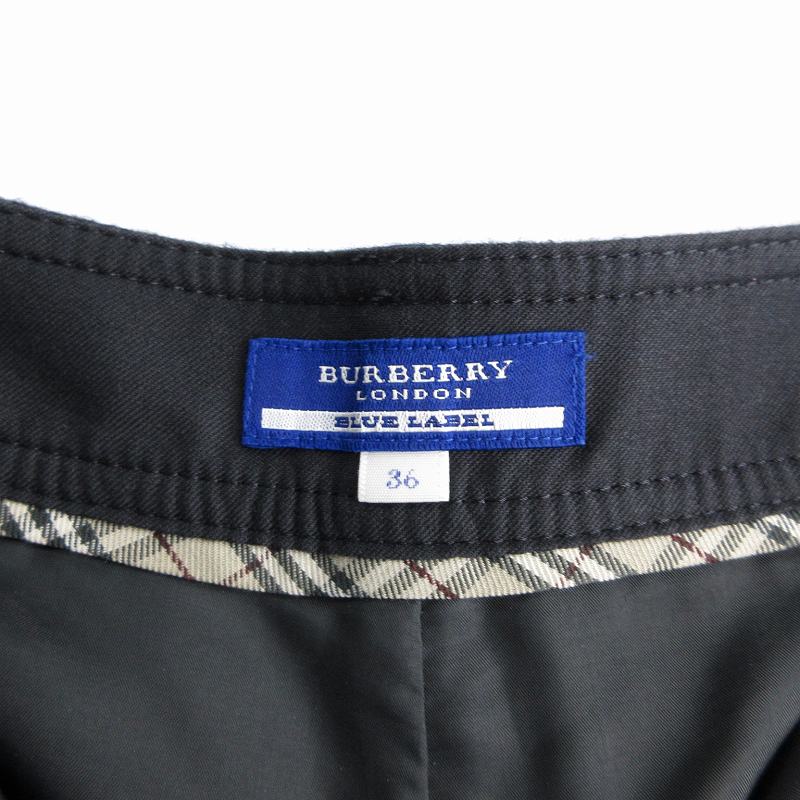 バーバリーブルーレーベル BURBERRY BLUE LABEL ウール ショートパンツ 金ボタン 36 XS 黒 ブラック BM /EE
