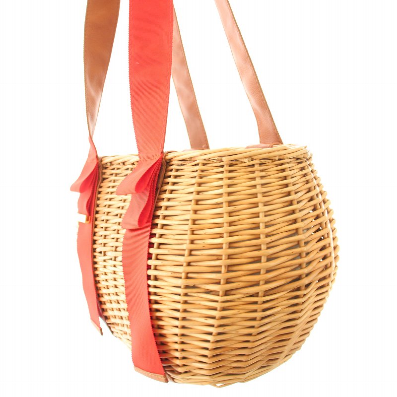 サザビー SAZABY かごバッグ カゴバッグ ハンドバッグ ロゴ ベージュ  