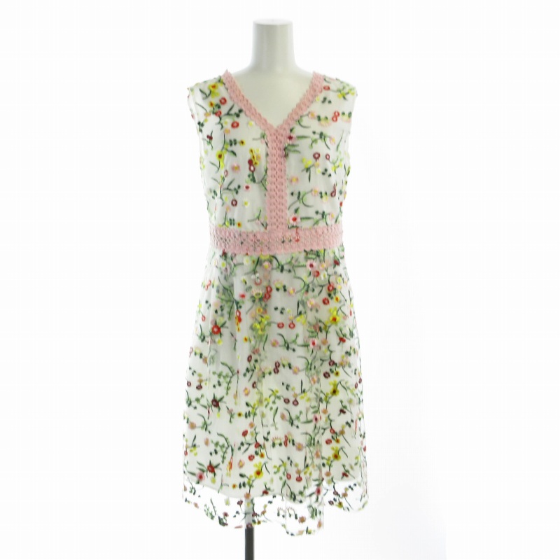 チェリーアン CHERRY ANN サイズS ピンク×白 レディース ビジュー ワンピース 新品Cherry Annチェリーアンのセレモニーセットアップ 卒業式入学式結婚式