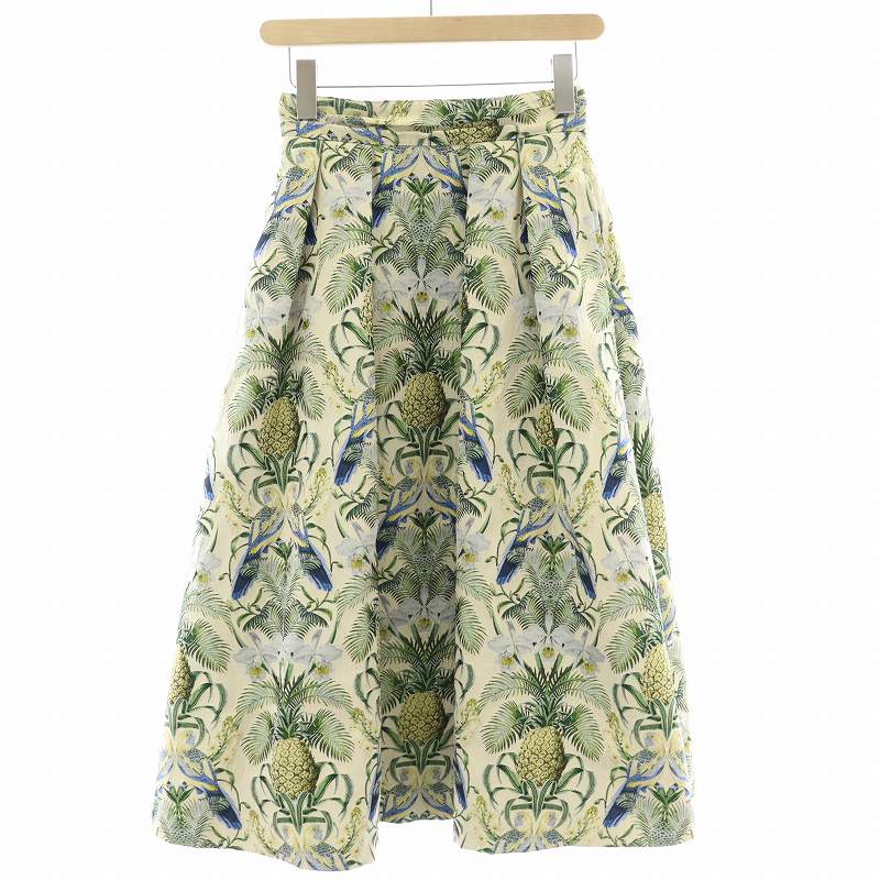 アキラナカ AKIRA NAKA フレアスカート タック ミモレ ロング 花柄 鳥  