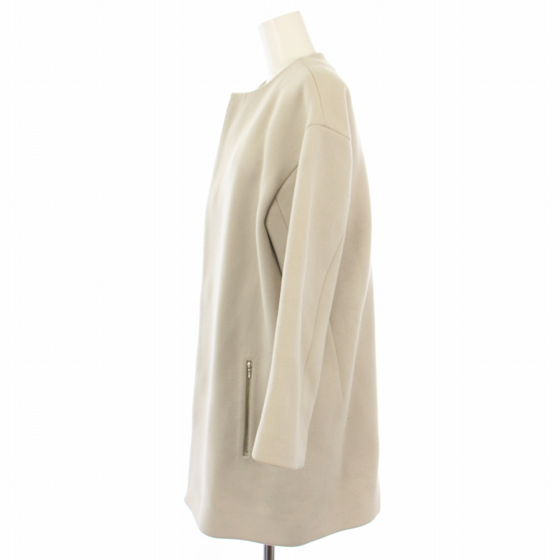 ドゥロワー Drawer メルトン ノーカラーコート アウター 40 ベージュ