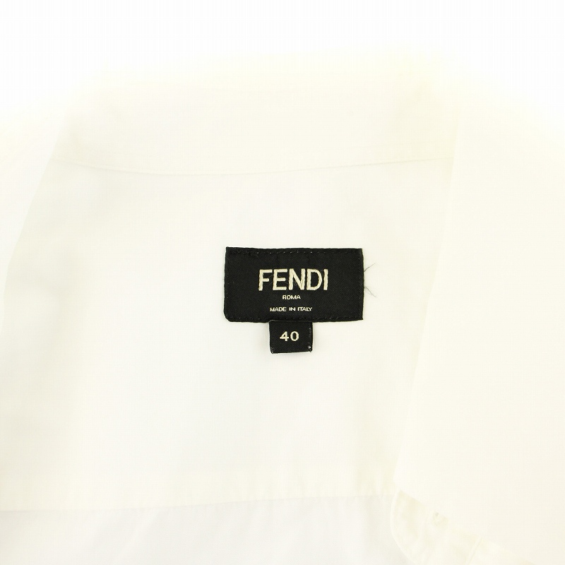 フェンディ FENDI ROMA ドレスシャツ 長袖 ポケットロゴ コットン 40 