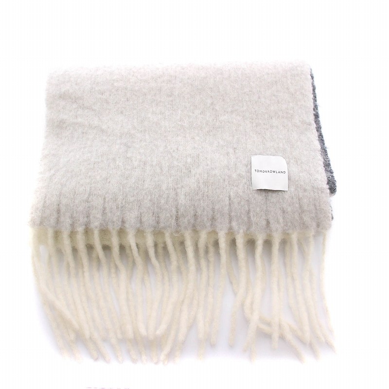 トゥモローランド TOMORROWLAND マフラー ストール グレー 白 黄色 /YM