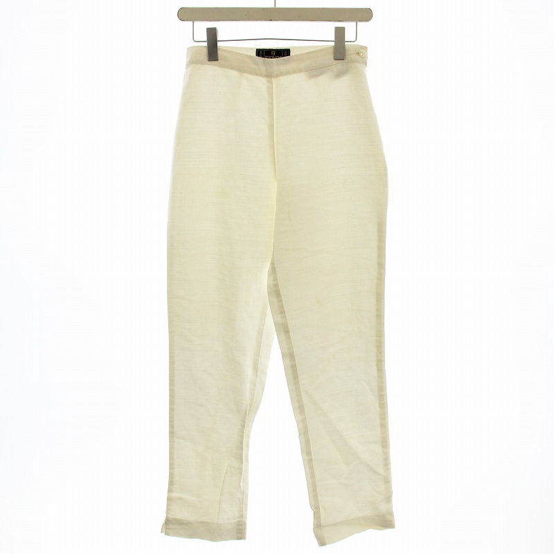 (G) FENDI フェンディ レディース ホワイト ズッカ柄 長袖 Tシャツ トップス フェンディ FENDI リネン混 パンツ 01560180 スラックス 42 白