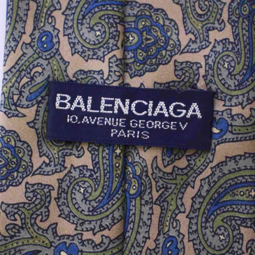 バレンシアガ BALENCIAGA ネクタイ ペイズリー柄 シルク ベージュ