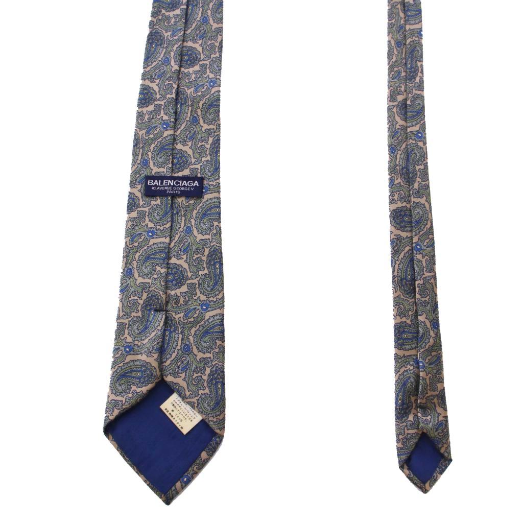 バレンシアガ BALENCIAGA ネクタイ ペイズリー柄 シルク ベージュ