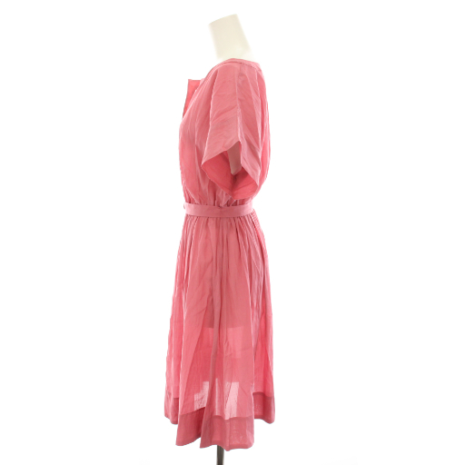 アナイ ANAYI ライトローンスキッパーワンピース ひざ丈 半袖 ベルト  