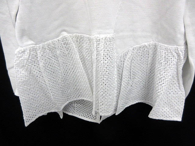 未使用品 クラネ CLANE ニット チュニック 切替 長袖 カットソー 白 38  